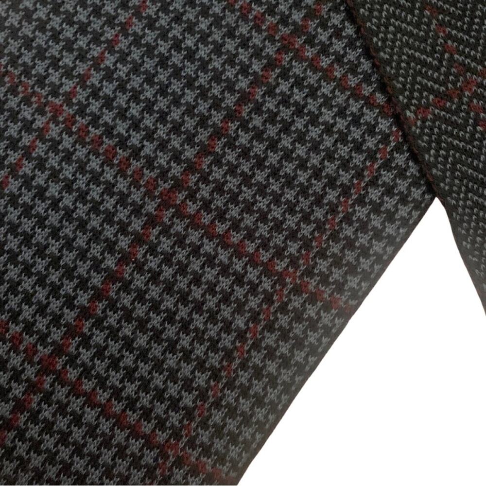 2/$30 Pierre Cardin Chevron Houndstooth Plaid Scarf Black Gray Burgundy Checks - Picture 5 of 8